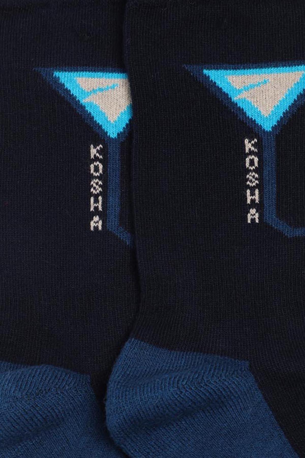 Navy & Black Regular Length Cotton Sports Socks | Men